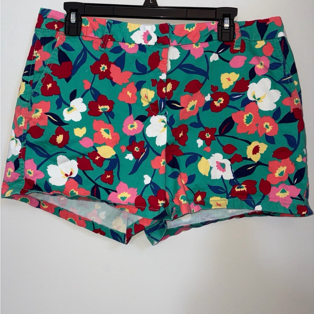 Elle Teal Floral Stretch Bermuda Shorts - Multi